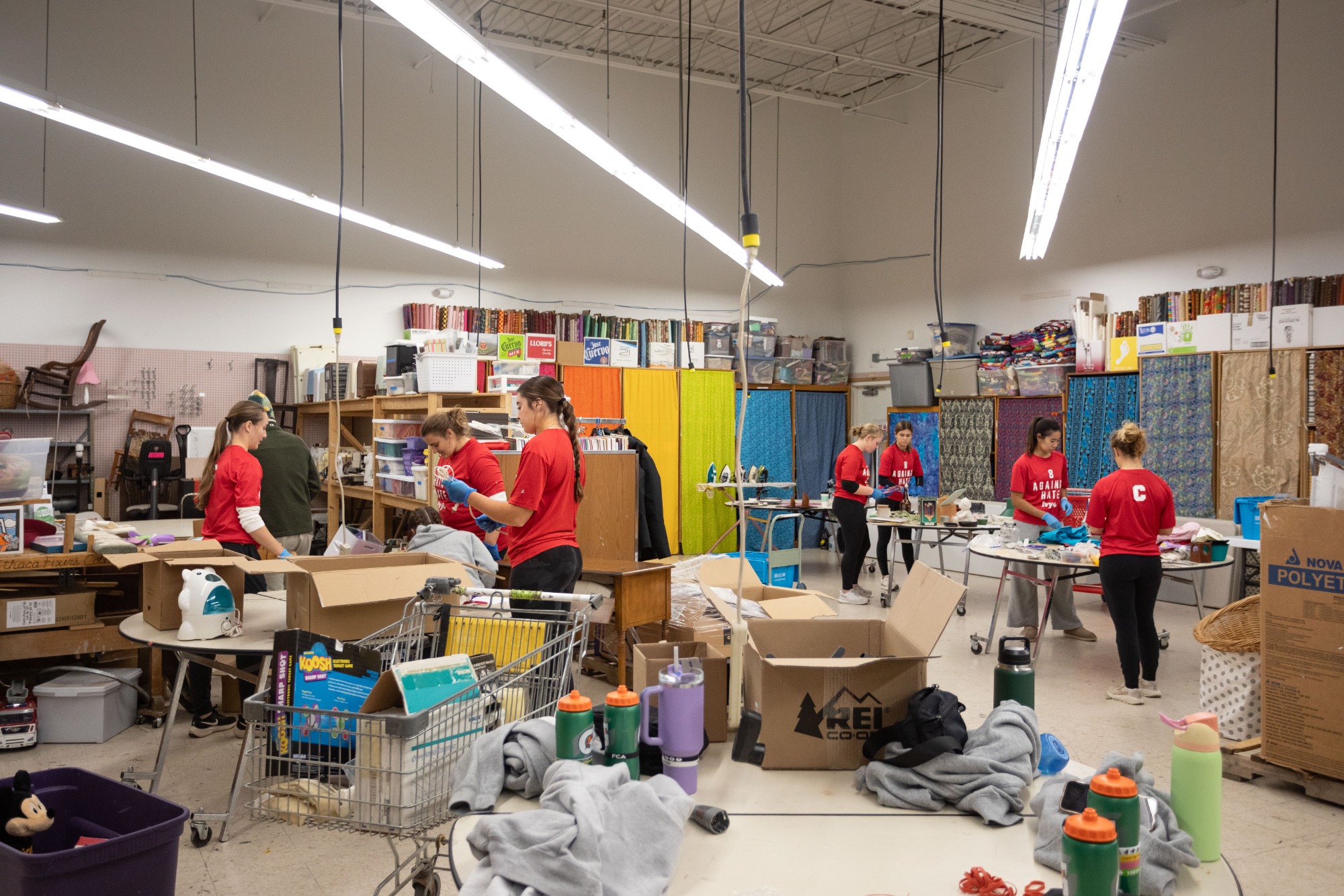 Cornell student-athletes volunteered at the Ithaca ReUse Center as part of the Ivy League's 8 Against Hate Weekend on Saturday, Nov. 2, 2024 in Ithaca, N.Y. (Photo: Douae Maarouf '27)