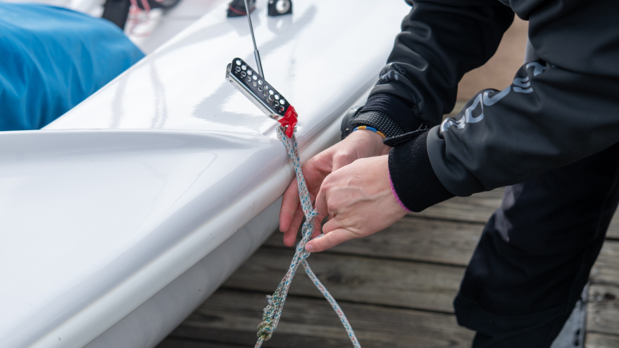 The Cornell Sailing team practices on the waters of Lake Cayuga on Thursday, October 19, 2023.