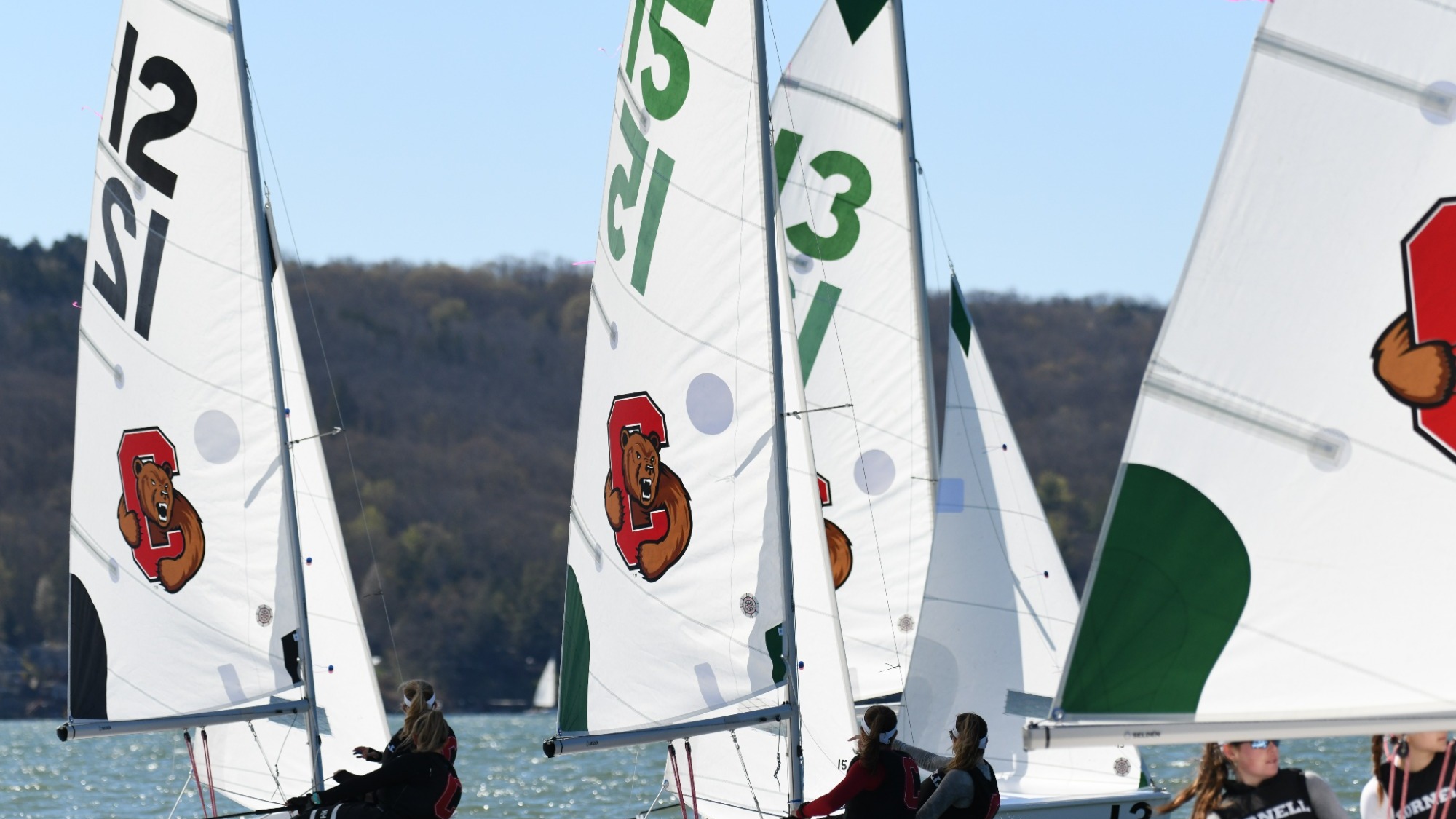 Cornell sailing practices on Lake Cayuga.