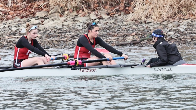 Members of the Cornell women's rowing 1V8+ compete during the 2024-25 season on March 29, 2025.