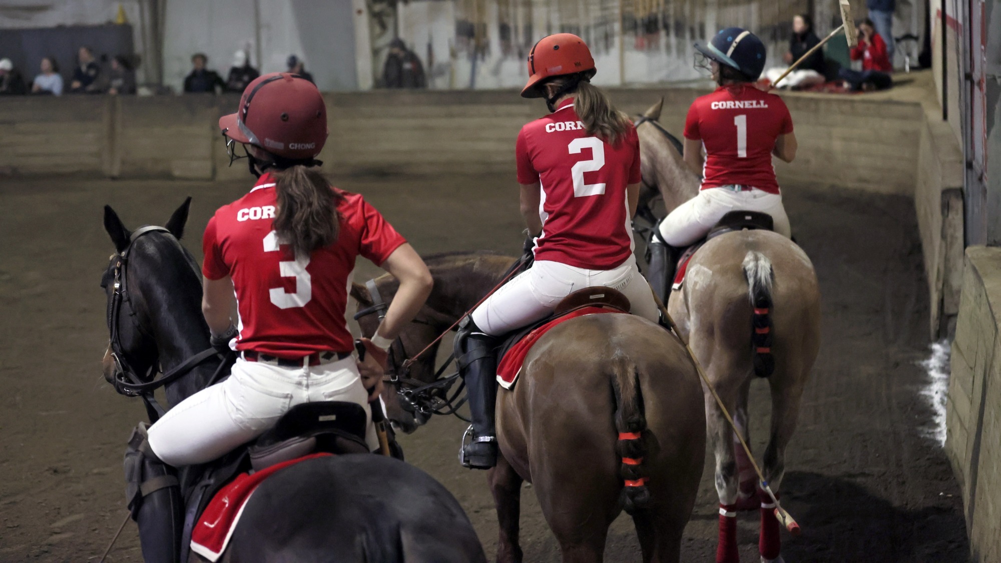 The Cornell women's polo team plays New Hampshire on April 13, 2025 at Oxley Equestrian Center in Ithaca, N.Y.