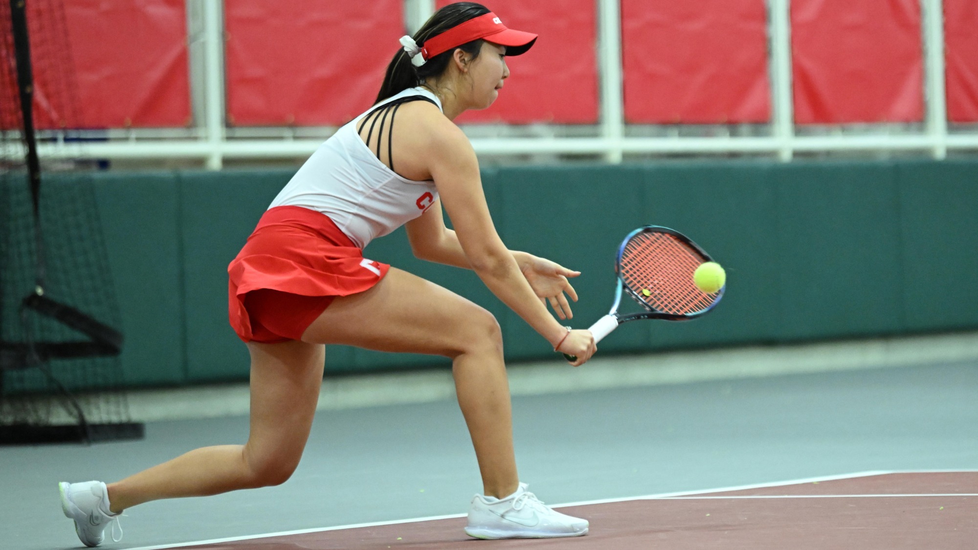 Victoria Zhao on April 2, 2025 at Reis Tennis Center in Ithaca, NY. Cornell Women’s Tennis against Le Moyne College. (Caroline Sherman/Cornell Athletics)