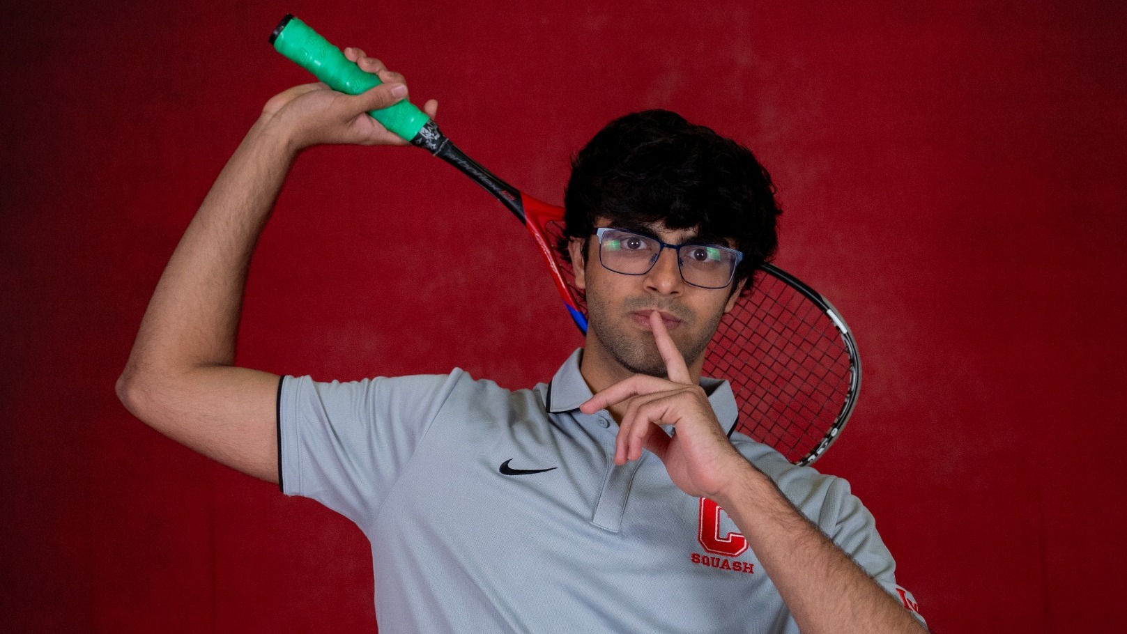 Cornell men's squash player Vivaan Shah poses for a media day photo before the 2024-25 season.