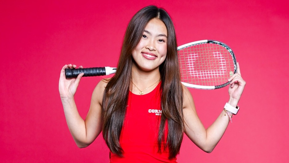 Cornell freshman women's squash player Calla Yim poses for a media day photo during the 2025-26 season.