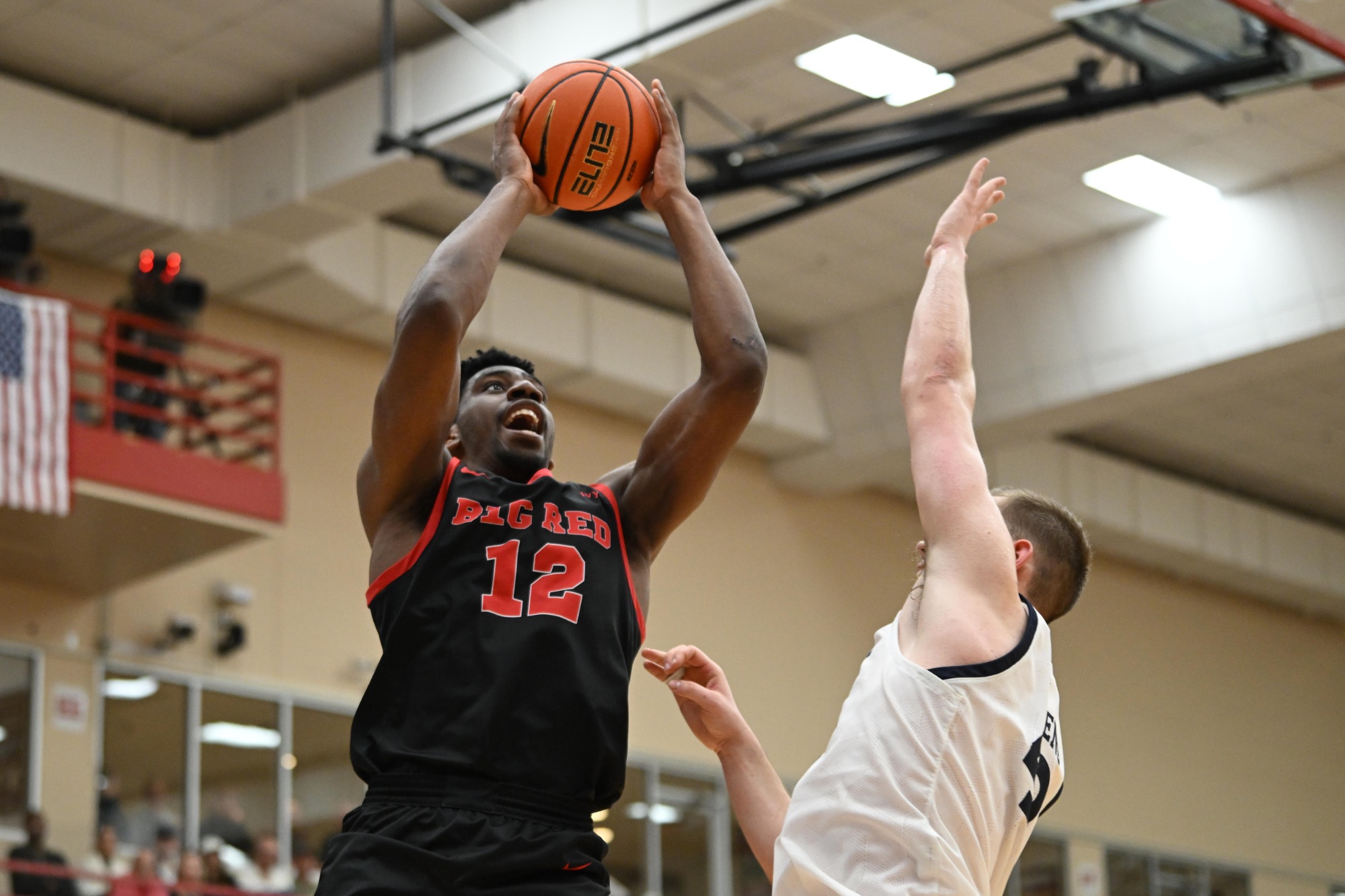 Cornell’s AK Okereke, #12, on March 16, 2025 at Pizzitola Sports Center in Providence, RI. Cornell Men’s Basketball lose 84-90 against Yale in the Ivy Madness Cahmpionship Final. (Caroline Sherman/Cornell Athletics)