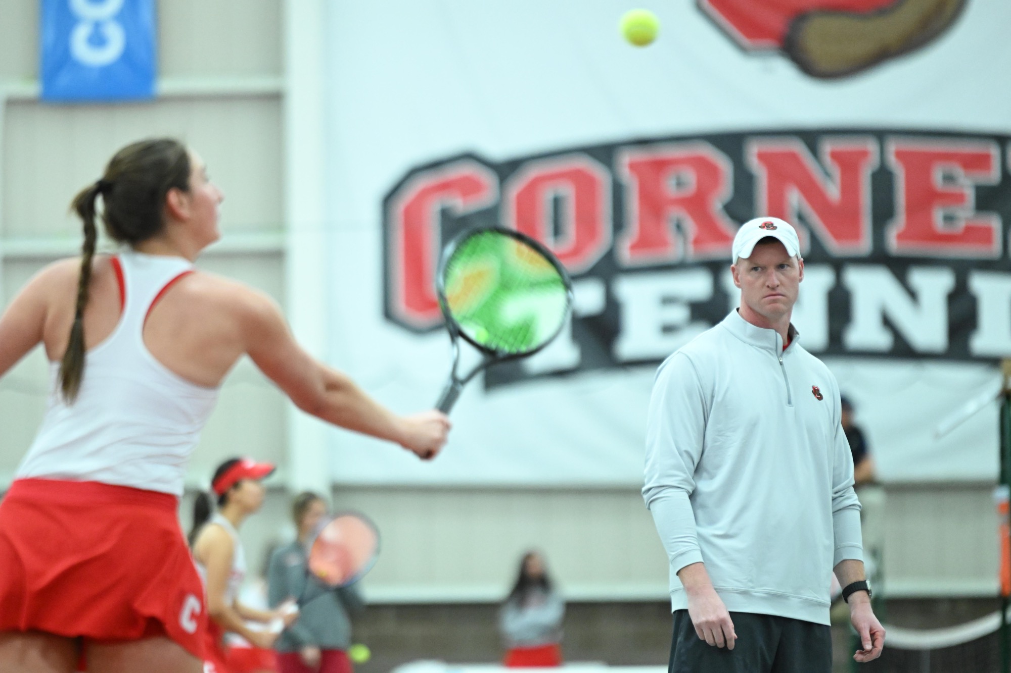 on April 2, 2025 at Reis Tennis Center in Ithaca, NY. Cornell Women’s Tennis against Le Moyne College. (Caroline Sherman/Cornell Athletics)
