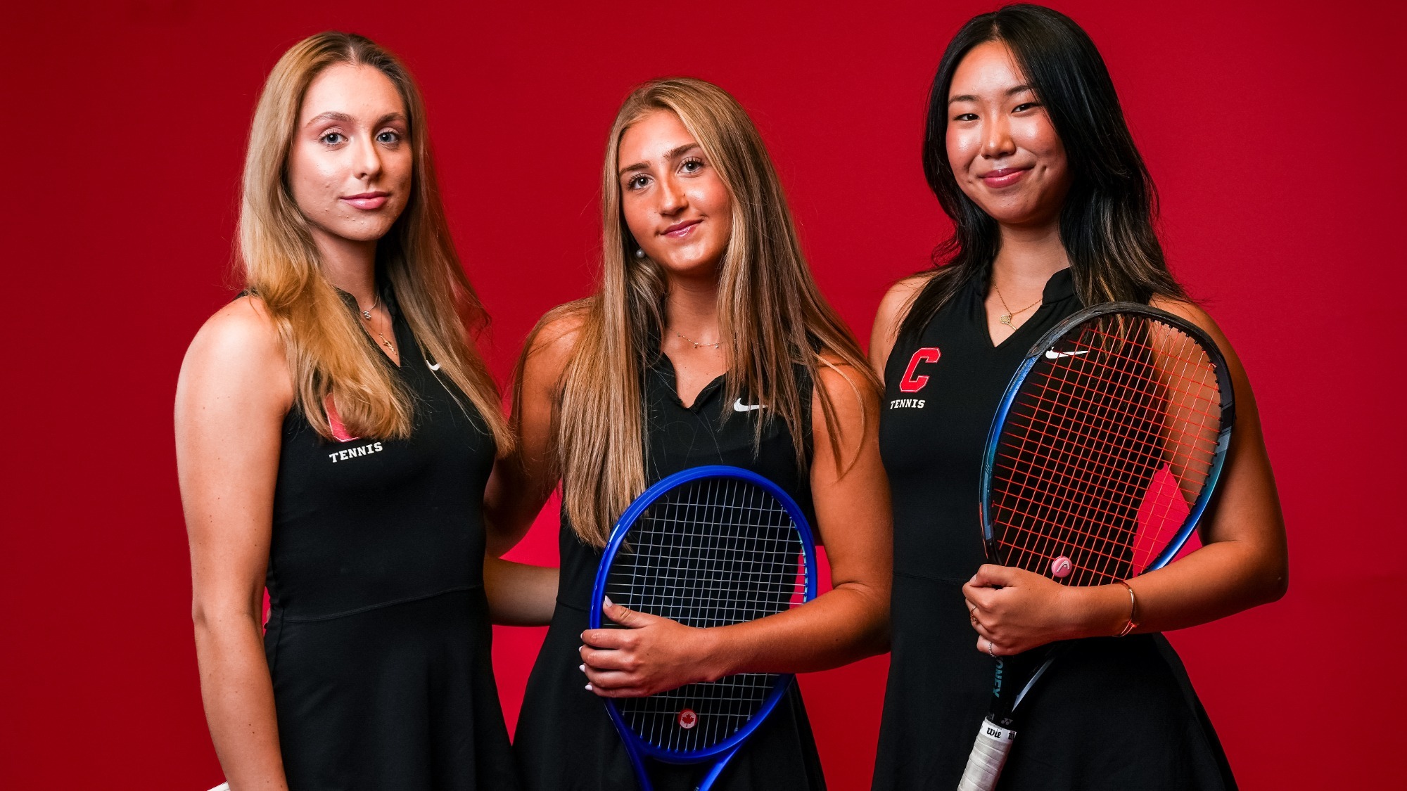 Members of the Cornell women's tennis team pose during Media Day in September 2025.