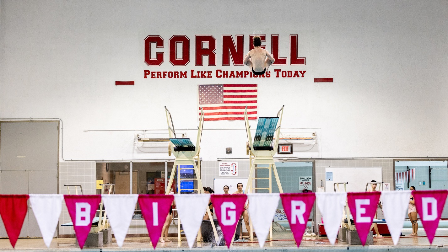 Men's swimming and diving team competes at Teagle Pool.