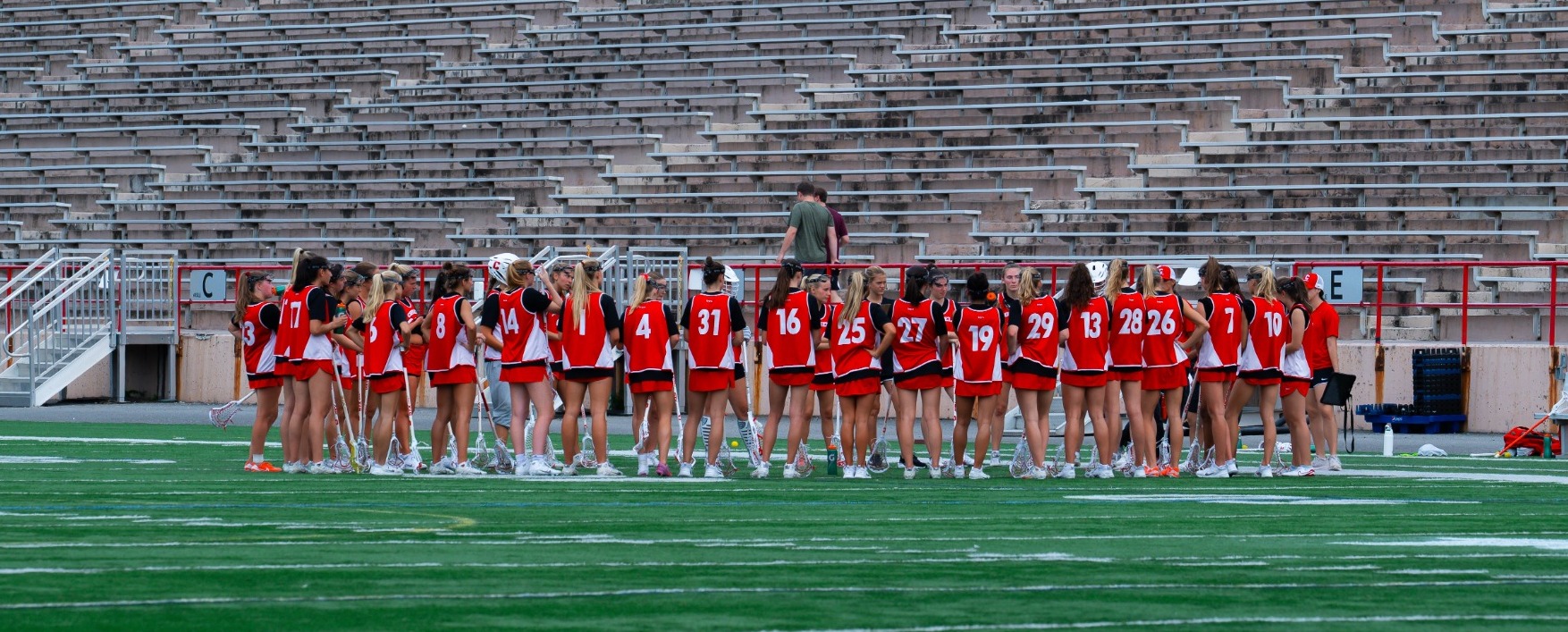 Women's Lacrosse Huddle at Big Red Bonanza Fall 2025