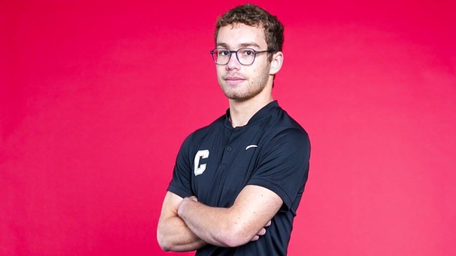 Cornell men's squash player Youssef Sarhan poses for a media day photo before the 2025-26 season.