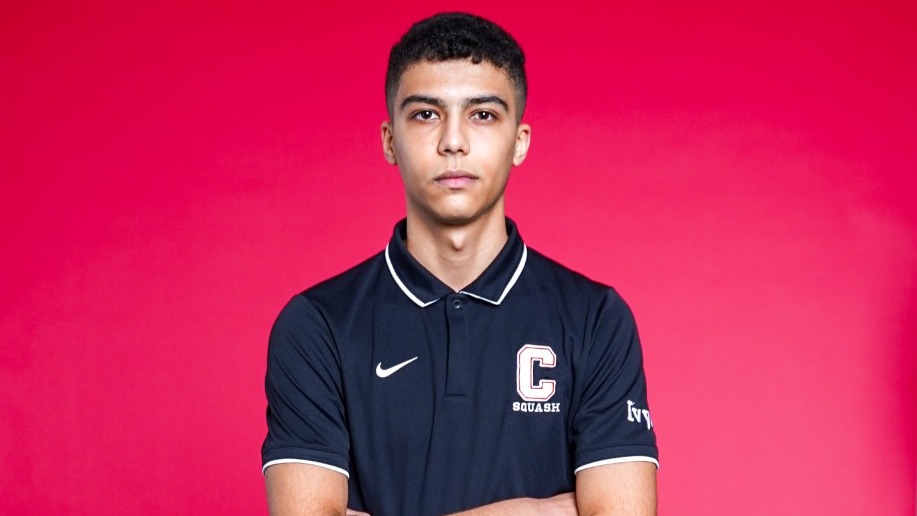 Cornell men's squash player Aly Ezzat poses for a media day photo before the 2025-26 season.