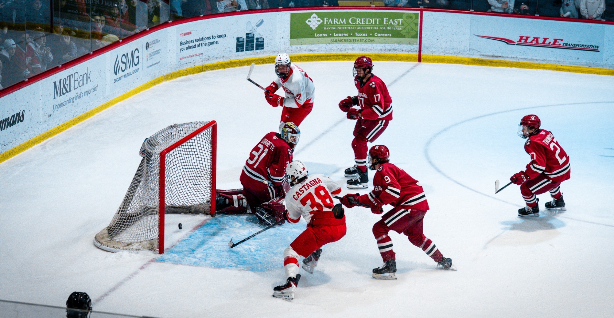 No. 38, Jonathan Castagna at the goal vs. Harvard