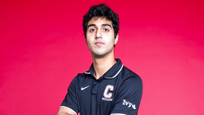 Cornell men's squash player Jeh Pandole poses for a media day photo before the 2025-26 season.
