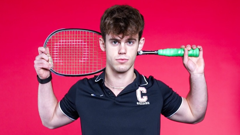 Cornell freshman men's squash player Daniel King poses for a media day photo prior to the 2025-26 season.