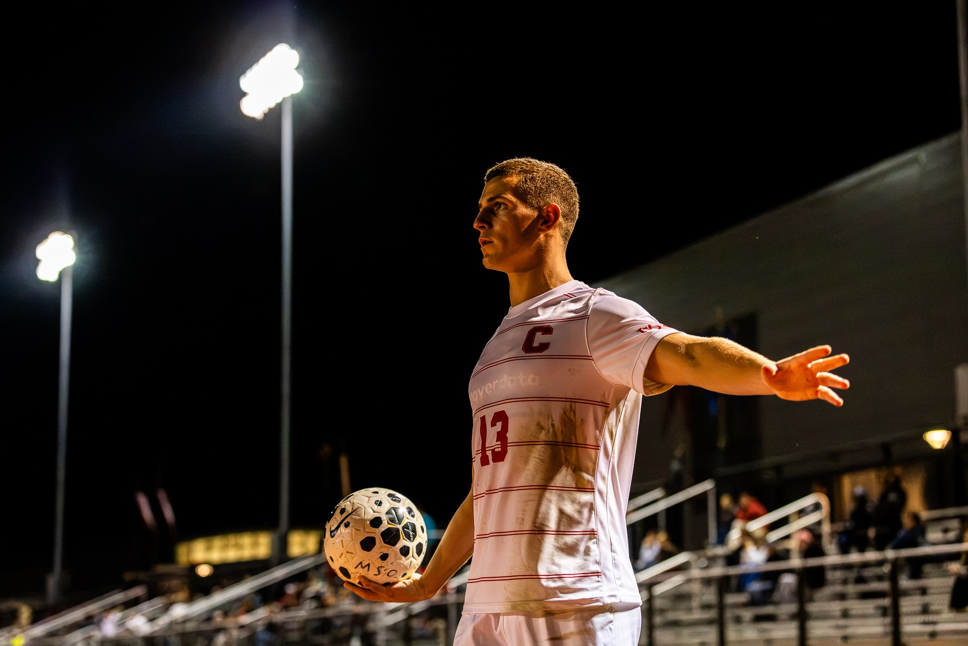 Blake Donahue taking a throw in vs Binghamton