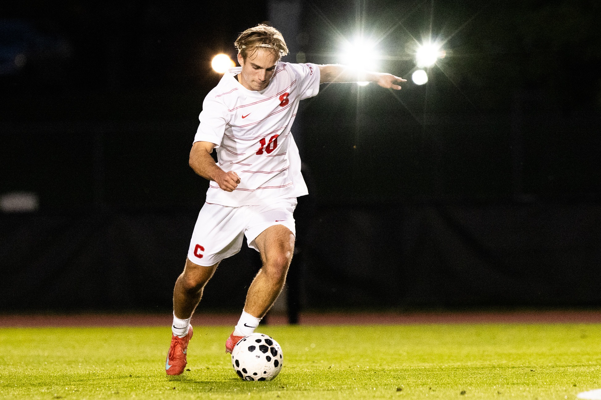 Adam Schaban kicks the ball