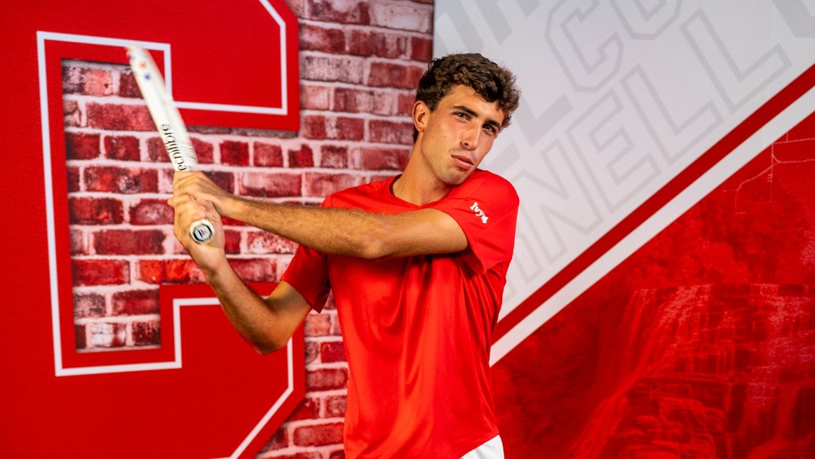 Cornell men's tennis junior Rodrigo Fernandes poses for a media day photo for the 2026-27 academic year.