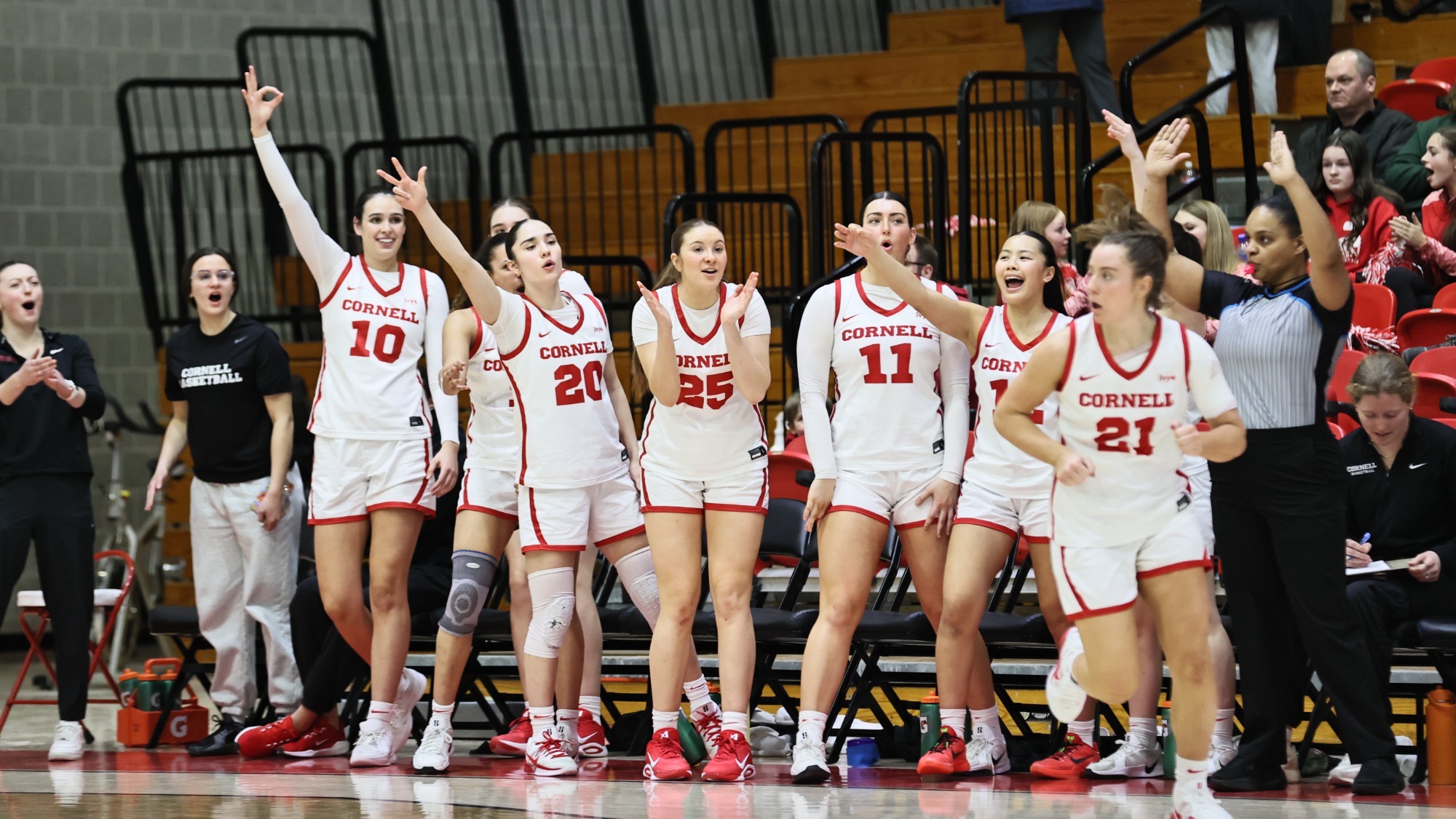 WBB Bench Celebration vs. Columbia