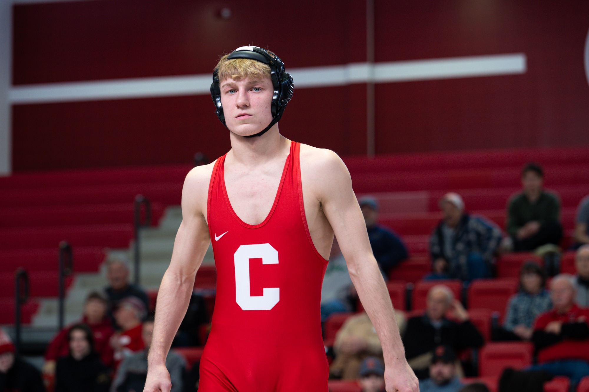 Jaxon Joy before match in Friedman Wrestling Center 