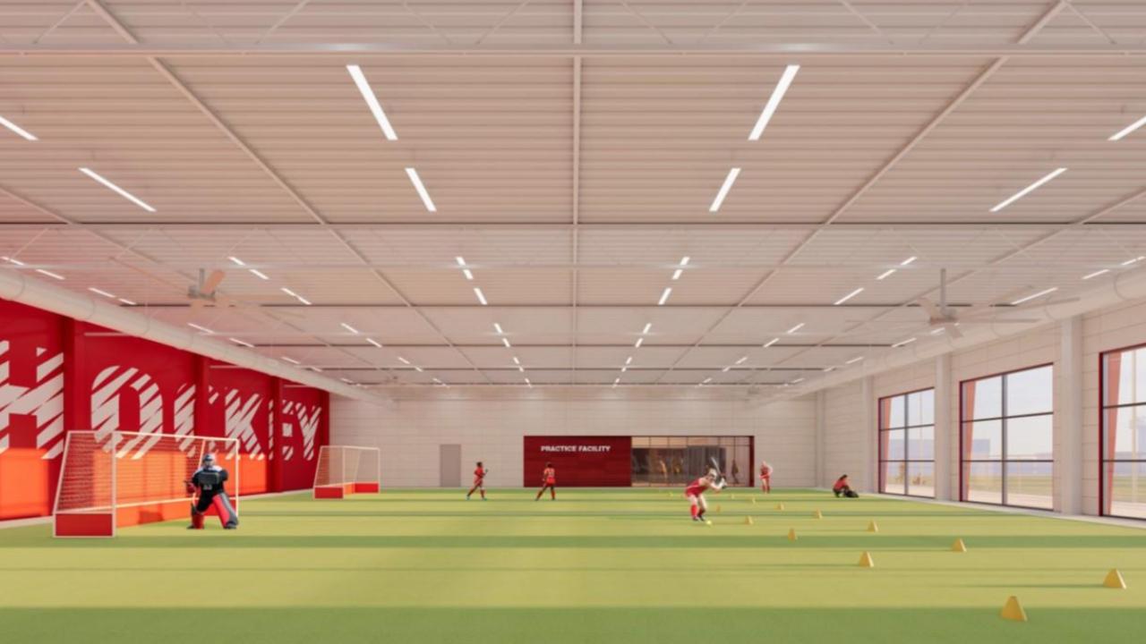 Rendering of the Cornell Indoor Practice Facility at the Field Hockey Complex.