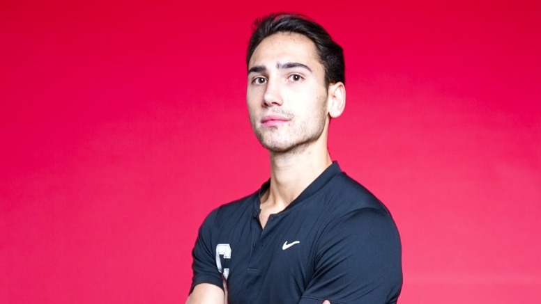 Cornell men's squash's Sebastian Dobron poses for a media day photo before the 2025-26 season.