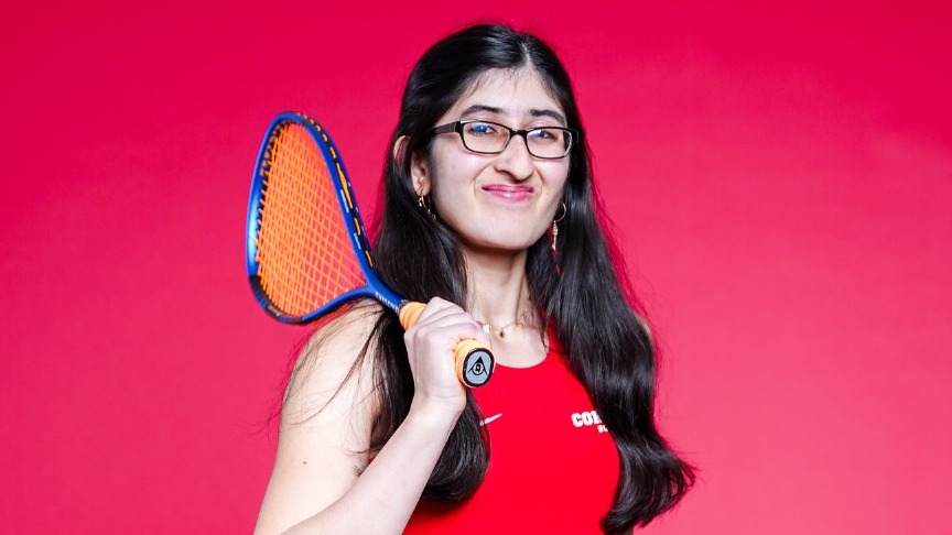 Cornell women's squash's Alysa Ali poses for a media day photo before the 2025-26 season.