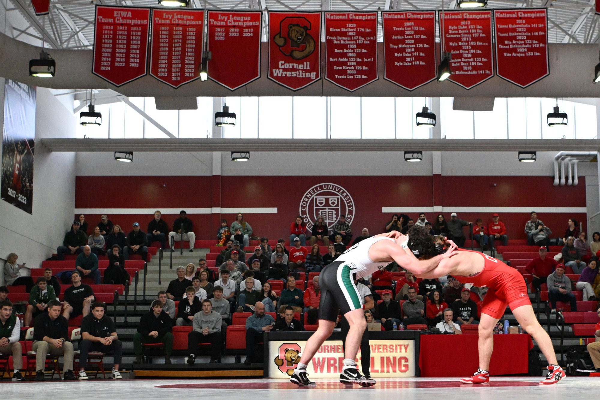 Cornell Wrestling against Binghamton University on Feb. 14, 2026 at Friedman Wrestling Center in Ithaca, NY. (Caroline Sherman)