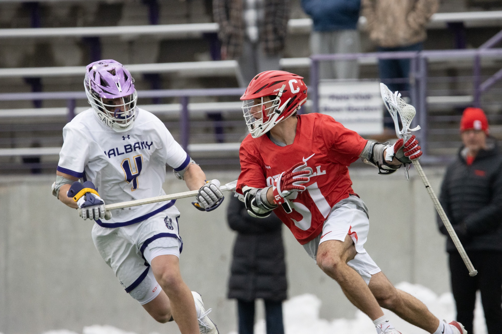 Cornell lacrosse vs. UAlbany, February 14, 2026 at Tom and Mary Casey Stadium in Albany, N.Y.
