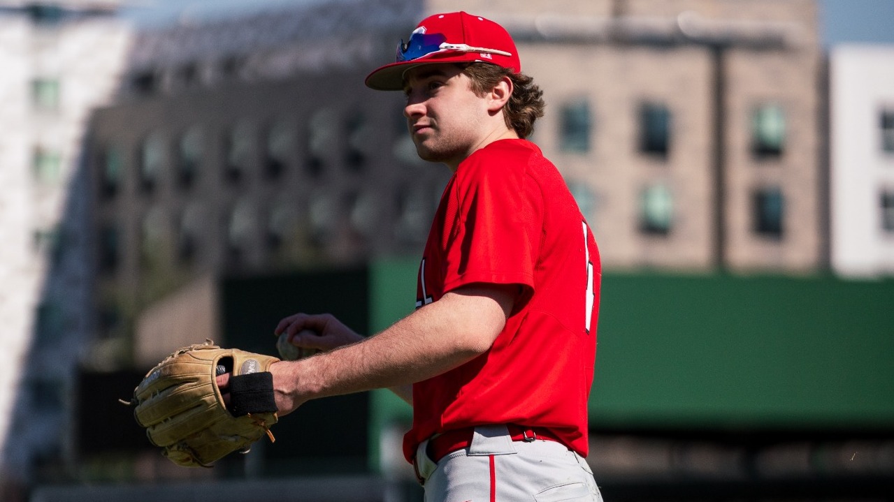 Cornell junior outfielder Caden Wildman goes to play catch before a game against UAB on March 8, 2025, at Fluor Field in Greenville, S.C.