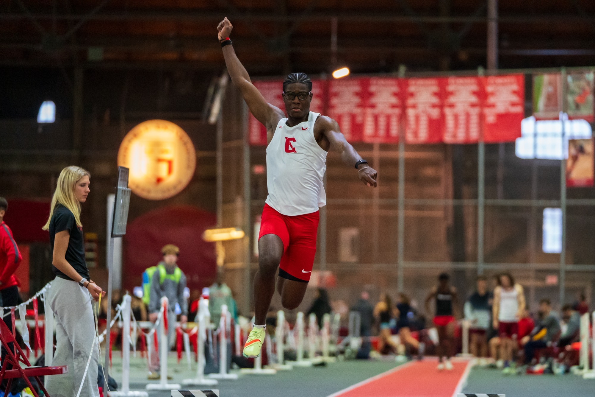 Panashe Nhenga competing inside Barton Hall