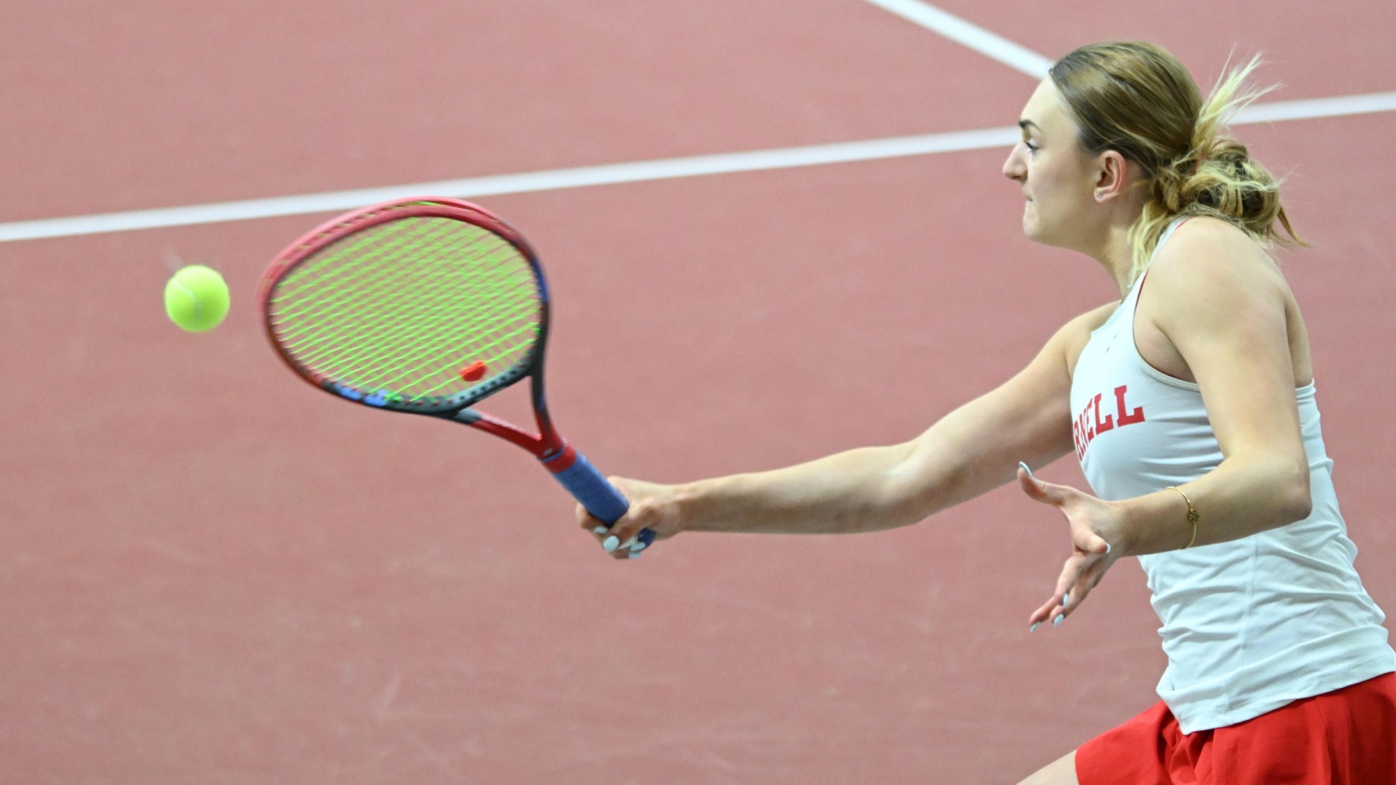 Martina Marica on April 2, 2025 at Reis Tennis Center in Ithaca, NY. Cornell Women’s Tennis against Le Moyne College. (Caroline Sherman/Cornell Athletics)