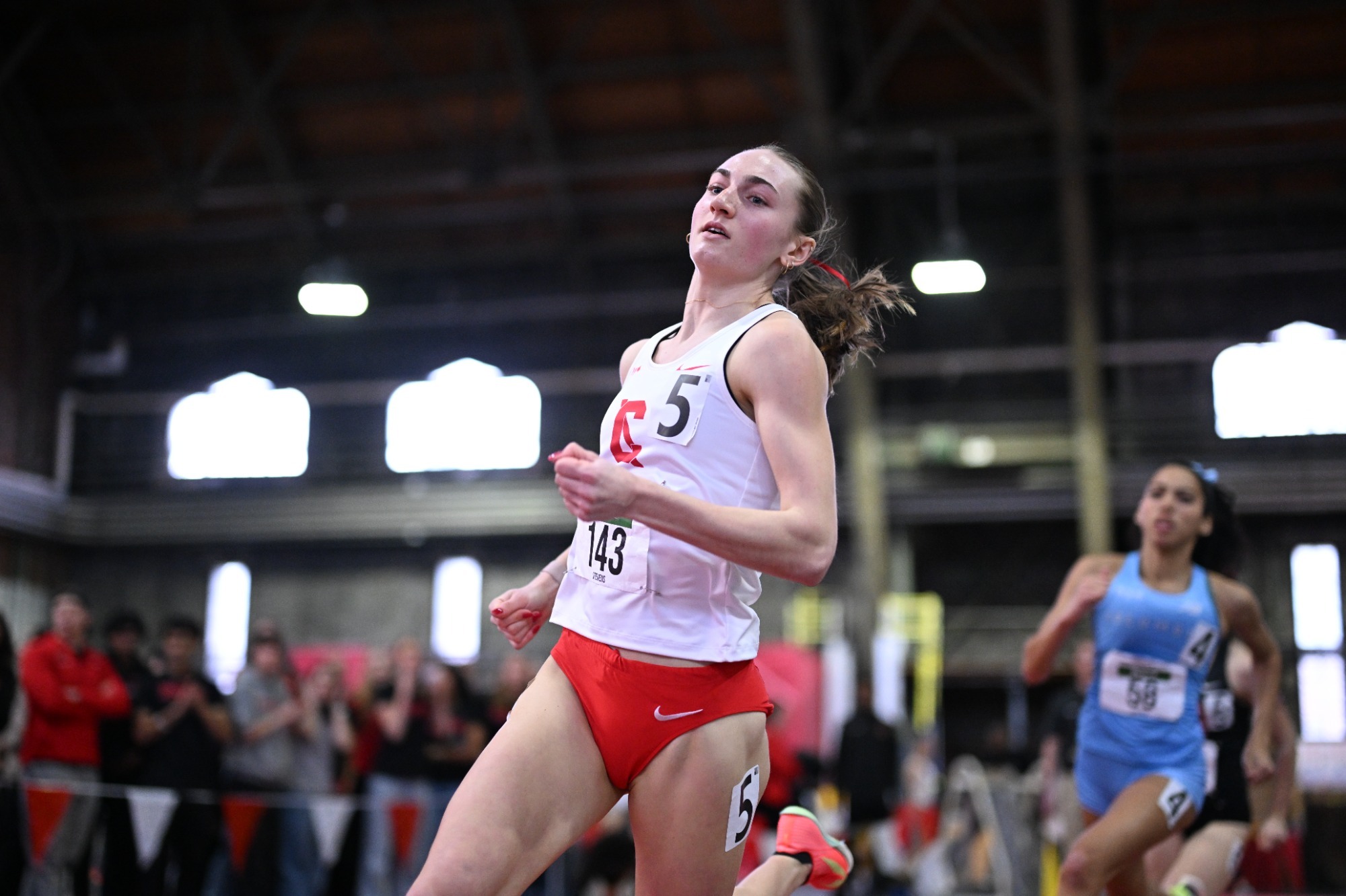 Francine Stevens competing during Ivy Indoor Heps 2025 at Barton Hall in Ithaca, NY