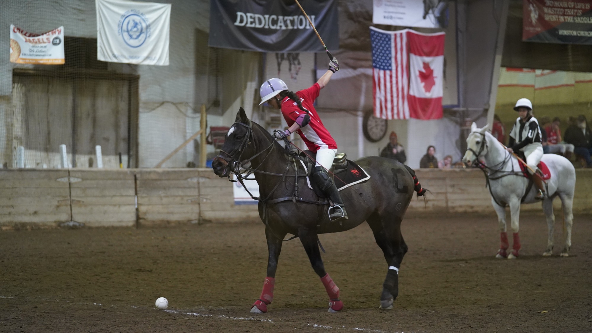 Women's polo action vs. Kentucky during the 2025-26 season at Oxley Equestrian Center in Ithaca, N.Y.