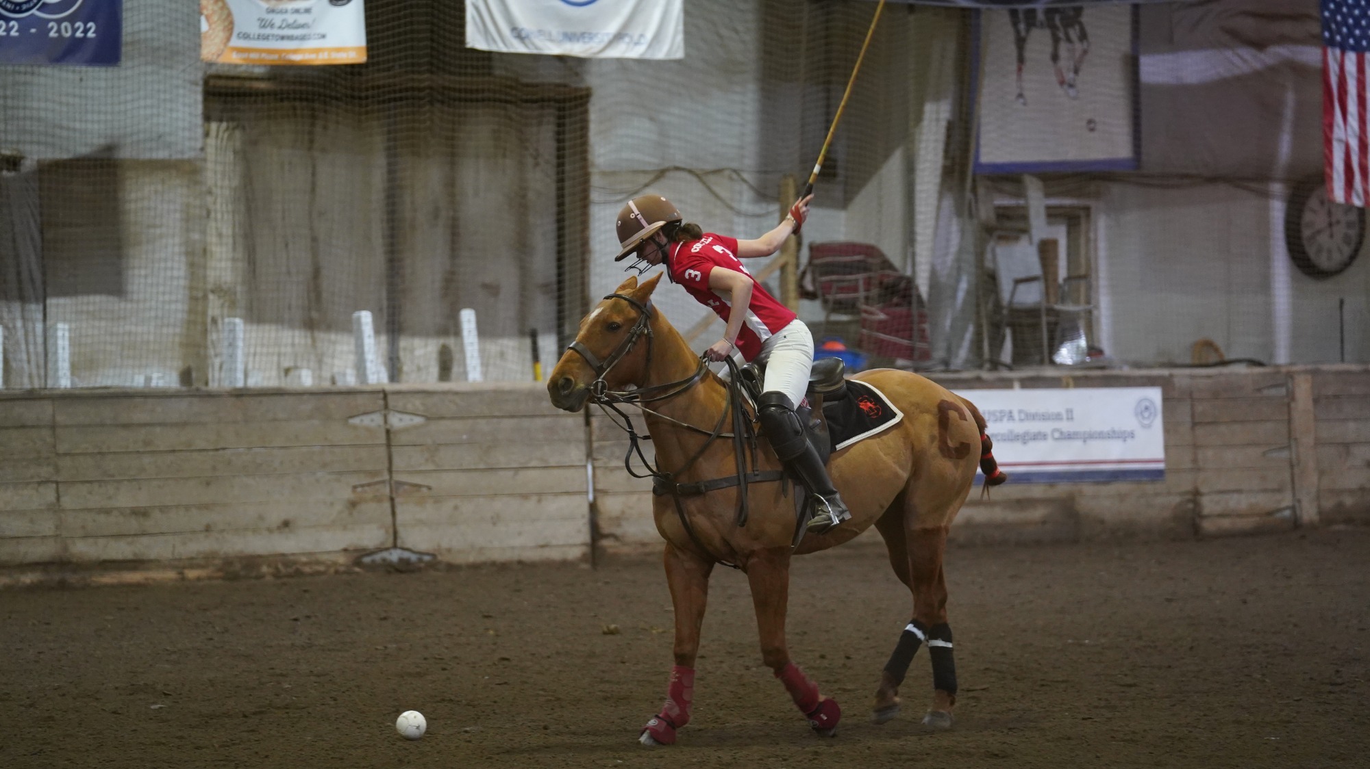The Cornell women's polo competes at Oxley Equestrian Center in February 2026 in Ithaca, N.Y.