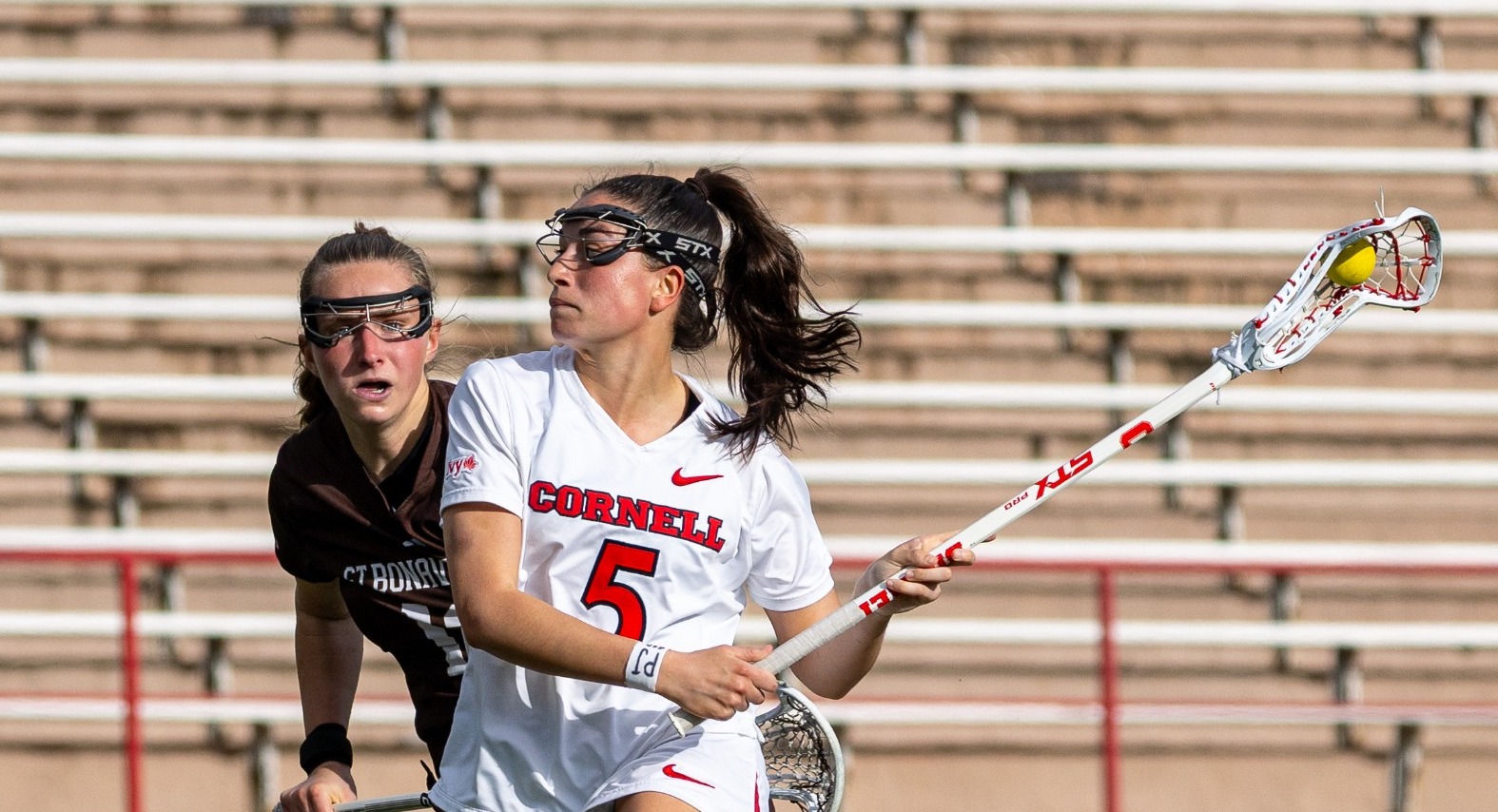 Emily Iacobellis eyes the goal vs. St. Bonaventure