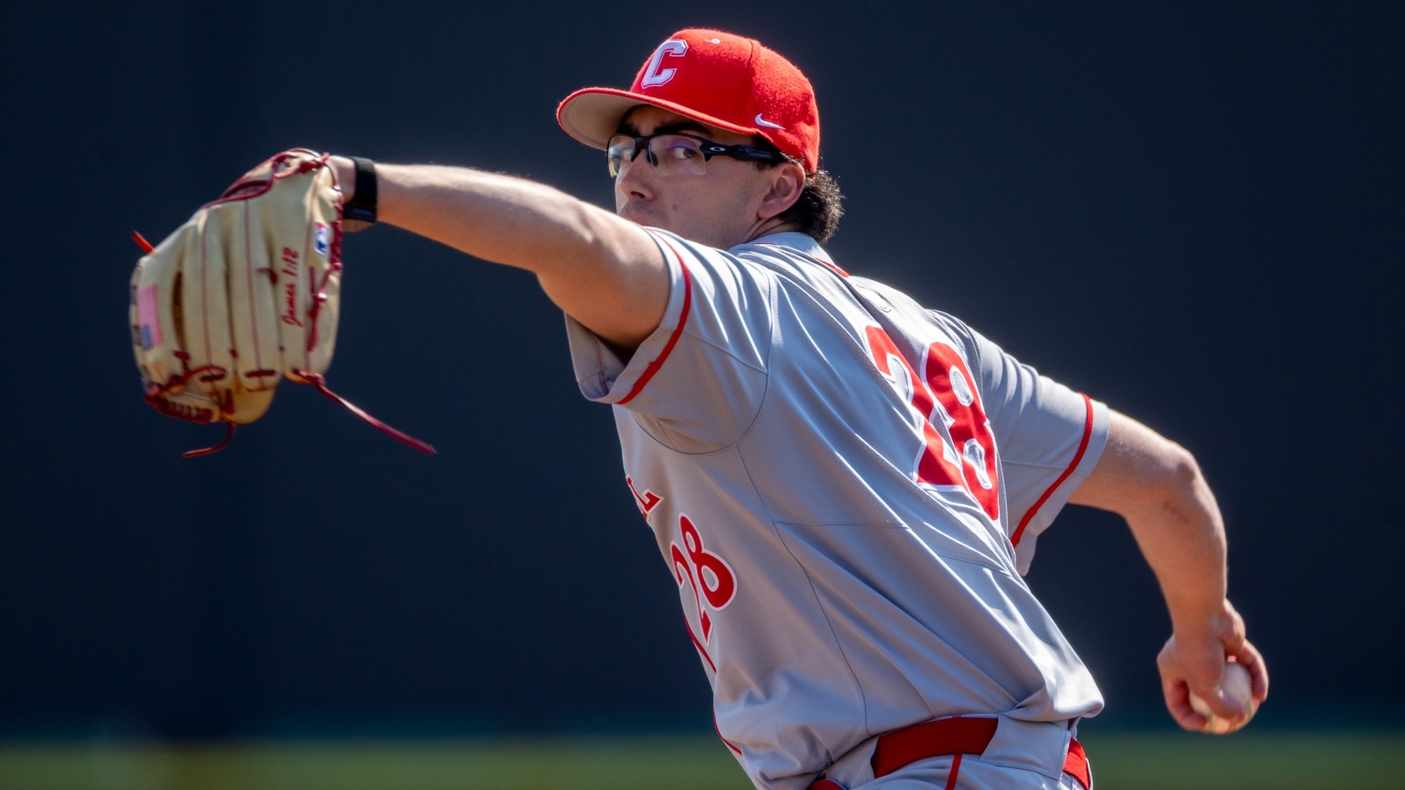 Cornell baseball junior right-handed pitcher Max Foster delivers a pitch against Princeton at Clarke Field in Princeton, N.J., on March 22, 2026.