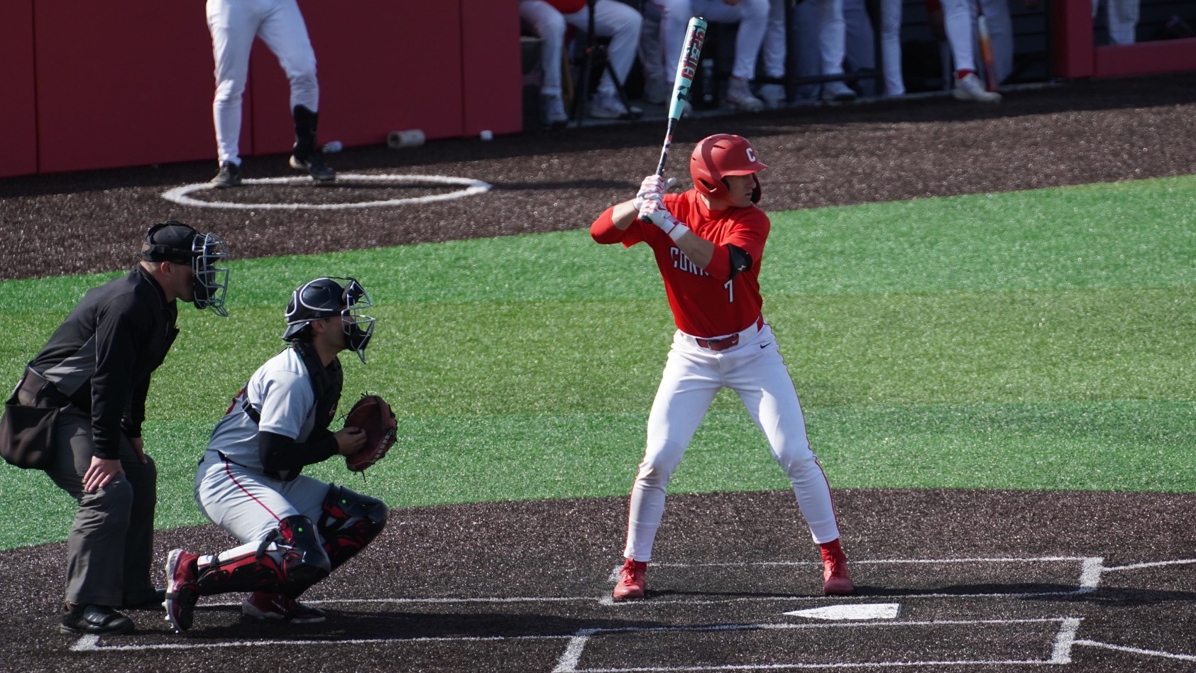 Cornell baseball junior third baseman Luke Johnson bats during game action against Harvard at Booth Field in Ithaca, N.Y., on March 29, 2026.