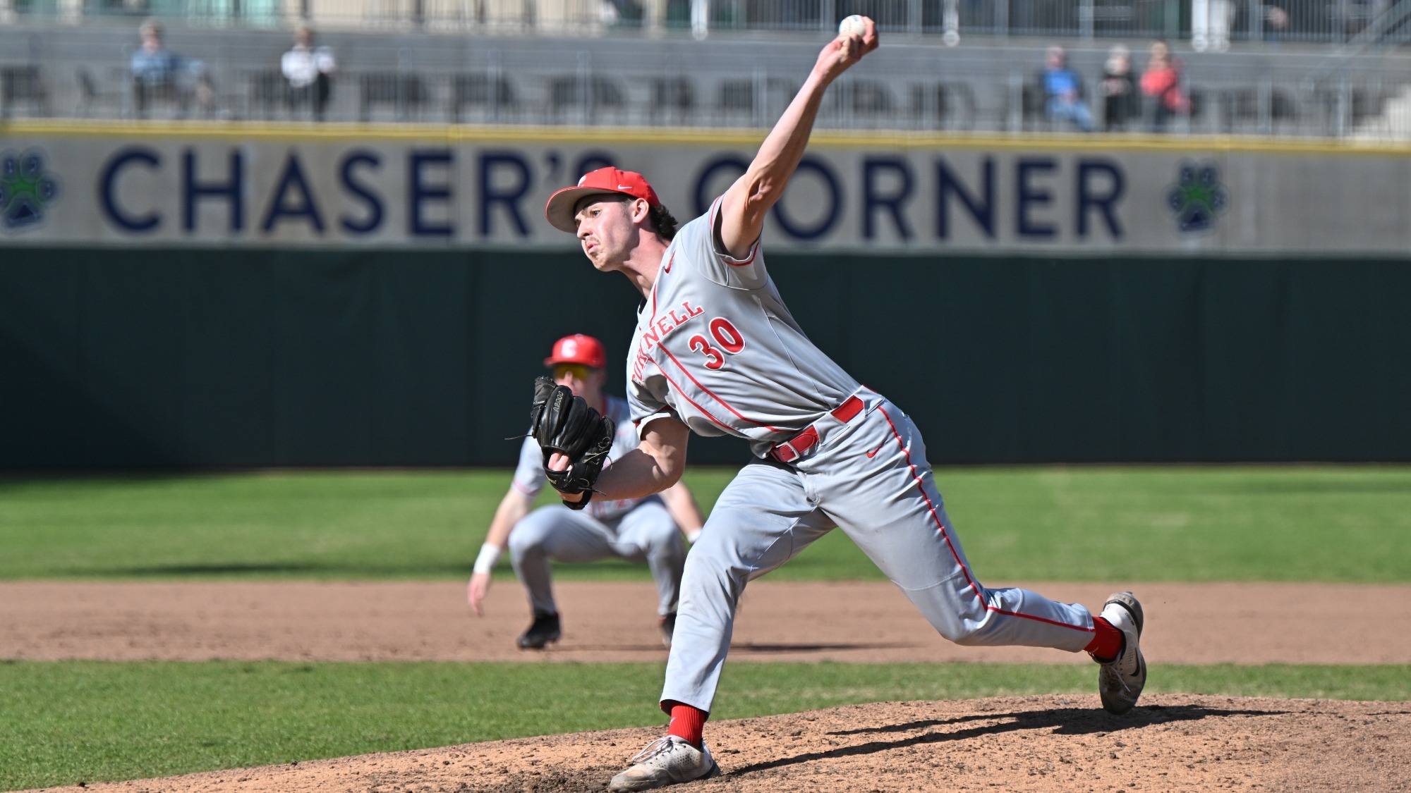 Cornell baseball junior left-handed pitcher Andrew Houghton throws a pitch against Northwestern at Fifth Third Park in Spartanburg, S.C., on March 21, 2026.