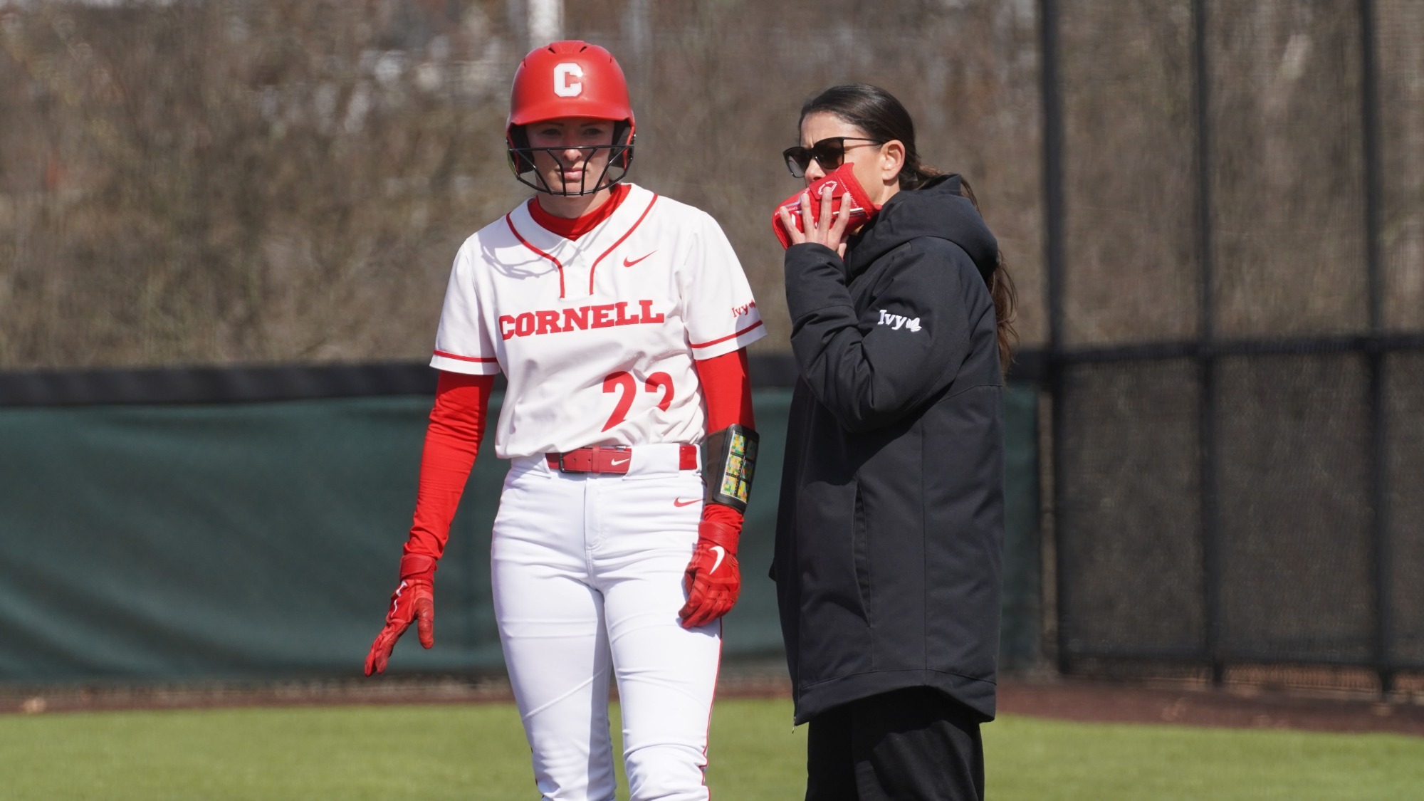 Pirkey and Smith consults on the base at Niemand-Robison Field.