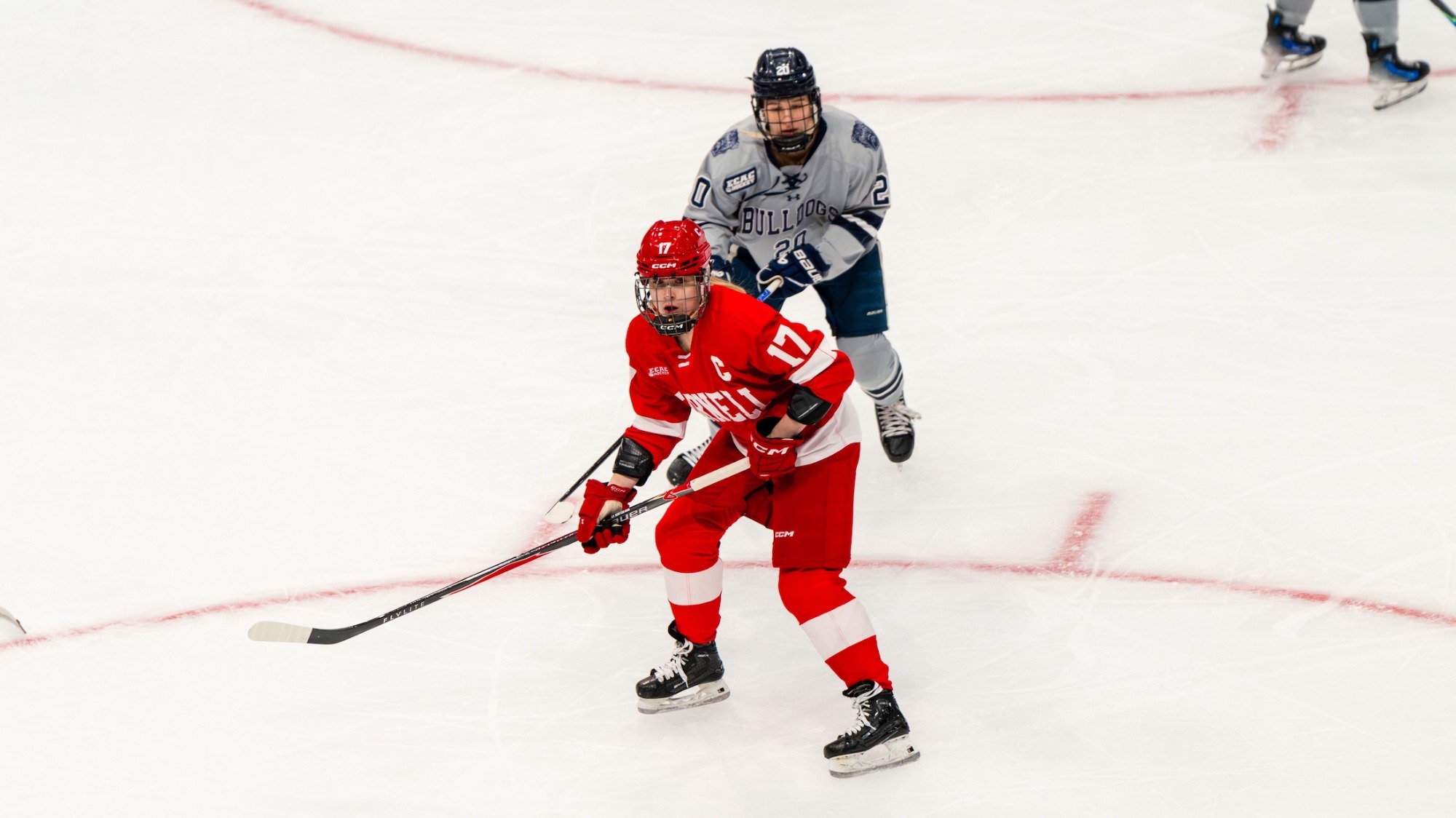 Van Gelder competes against Yale at Herb Brooks Arena in the ECAC Hockey Tournament semifinal.