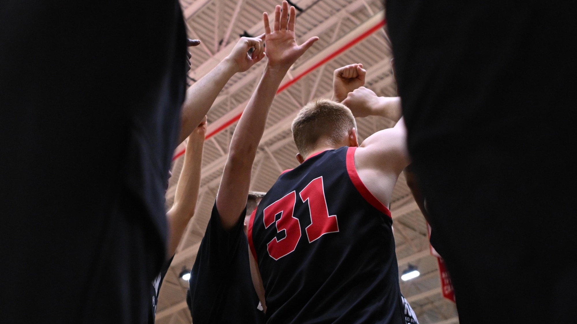 Cooper Noard and the Cornell men's basketball readies to take the court prior to its win over Brown on Feb. 28, 2026 at Newman Arena in Ithaca, N.Y.
