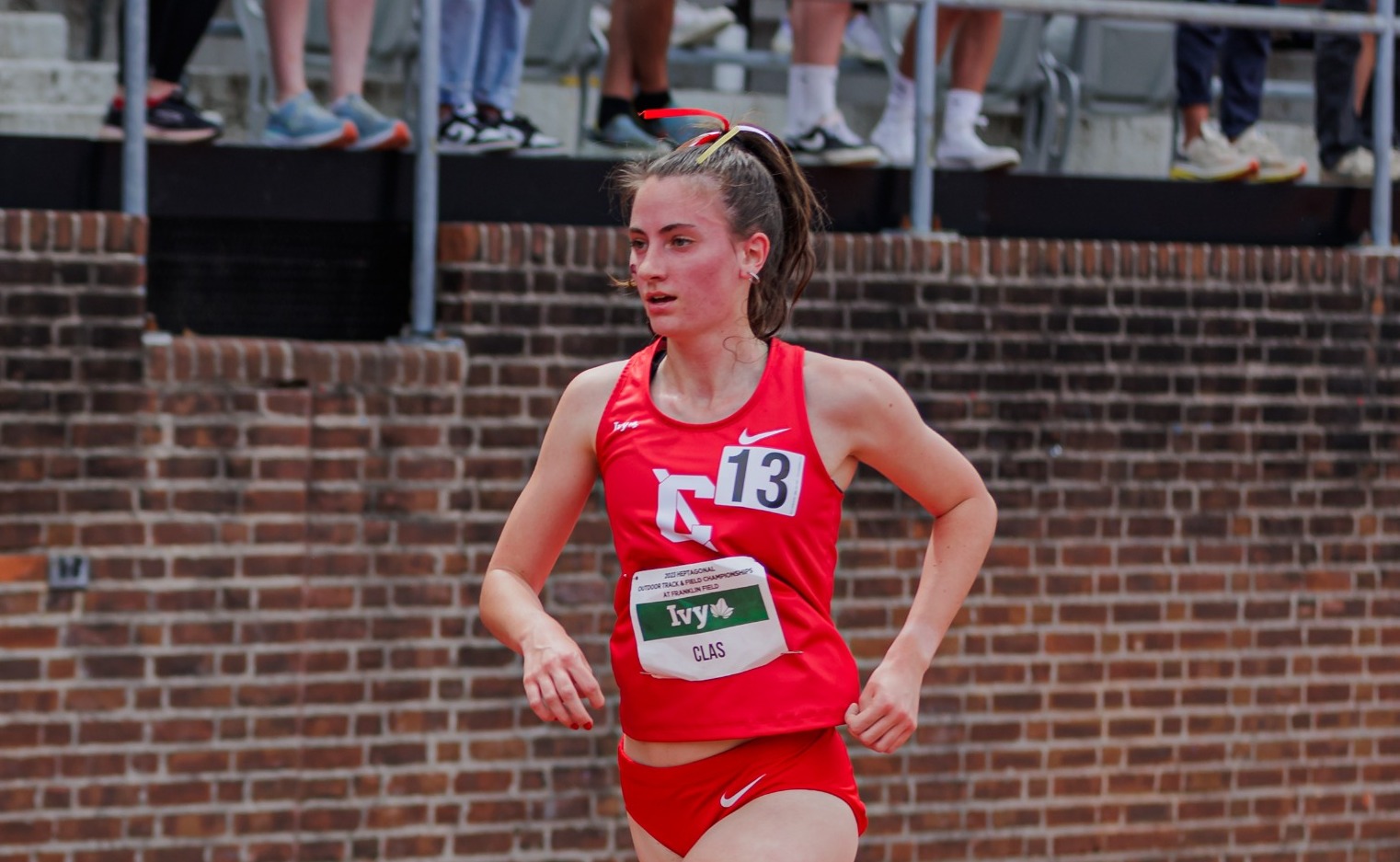 Mairead Clas competing at the Outdoor Ivy League Heps meet in 2023