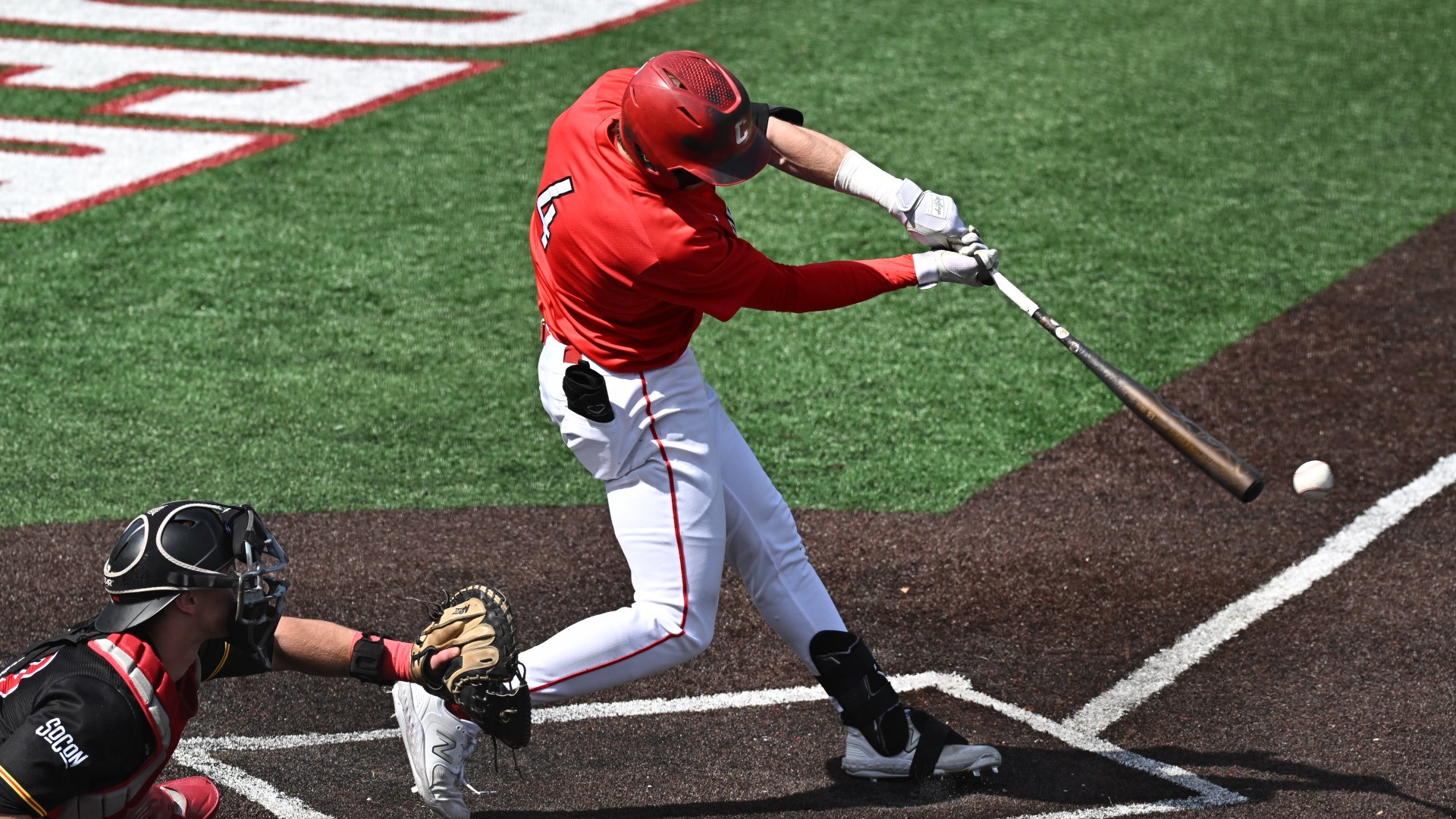 Cornell baseball senior center fielder Caden Wildman hits a baseball during game action at VMI during the 2026 season.