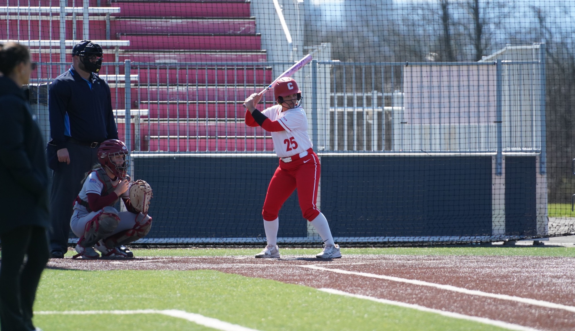 Sofia Hernandez takes an at-bat against Colgate at Niemand-Robison Field.
