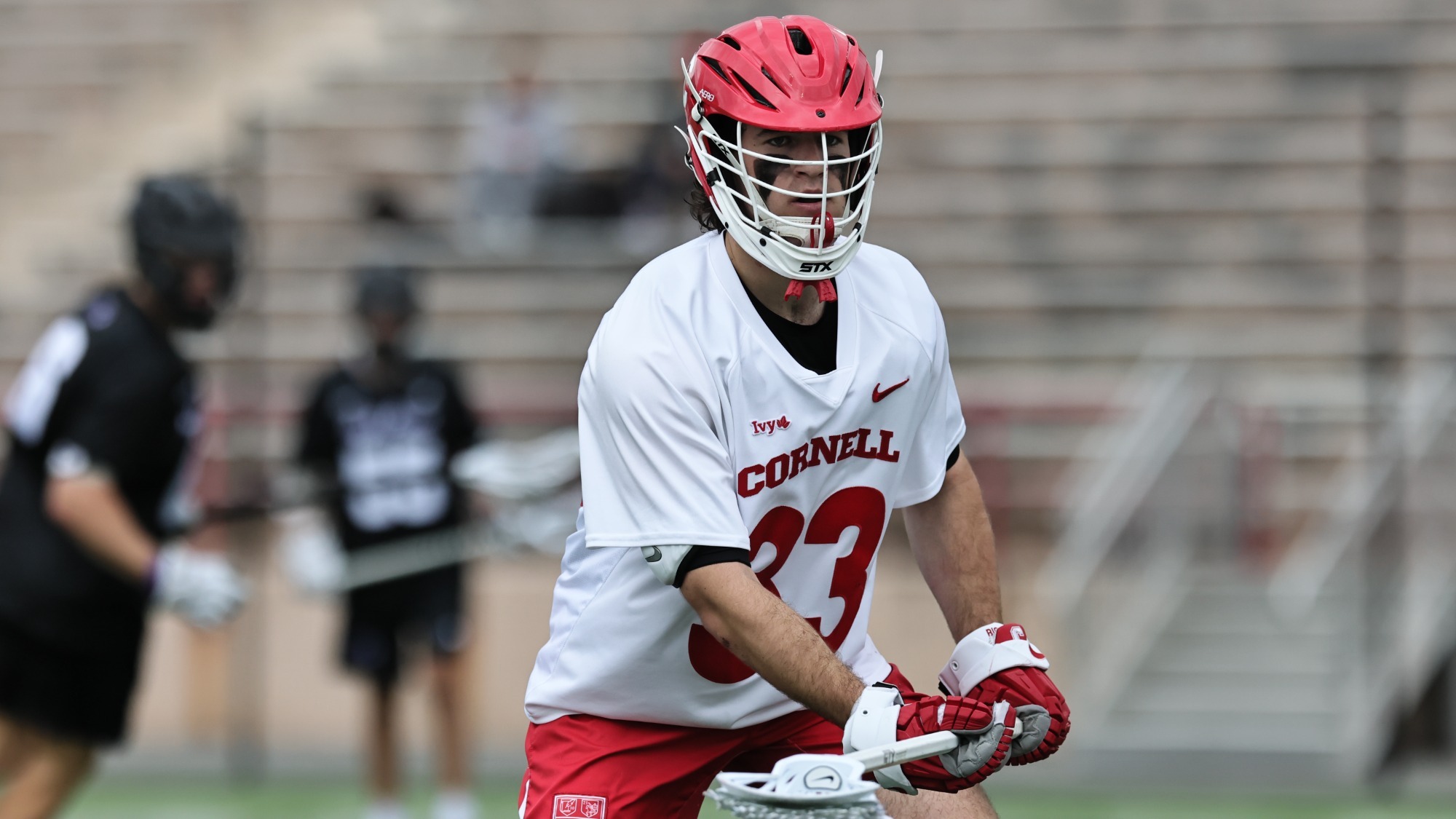 Brendan Staub (33) of Cornell men's lacrosse vs. High Point on April 13, 2026 at Schoellkopf Field.