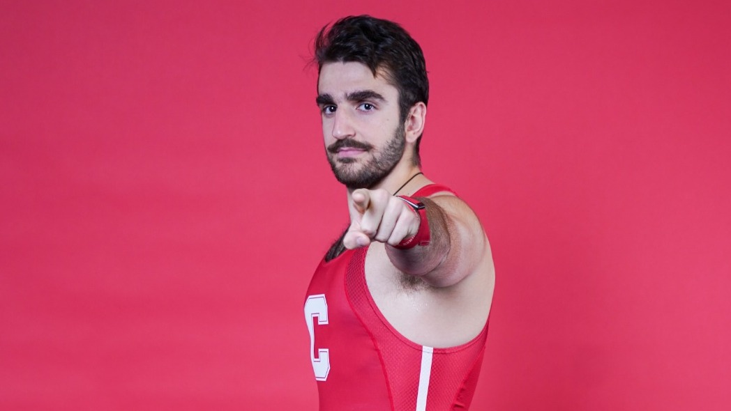 Cornell men's heavyweight rower Iason Diogenous poses for a media day photo for the 2025-26 season. 