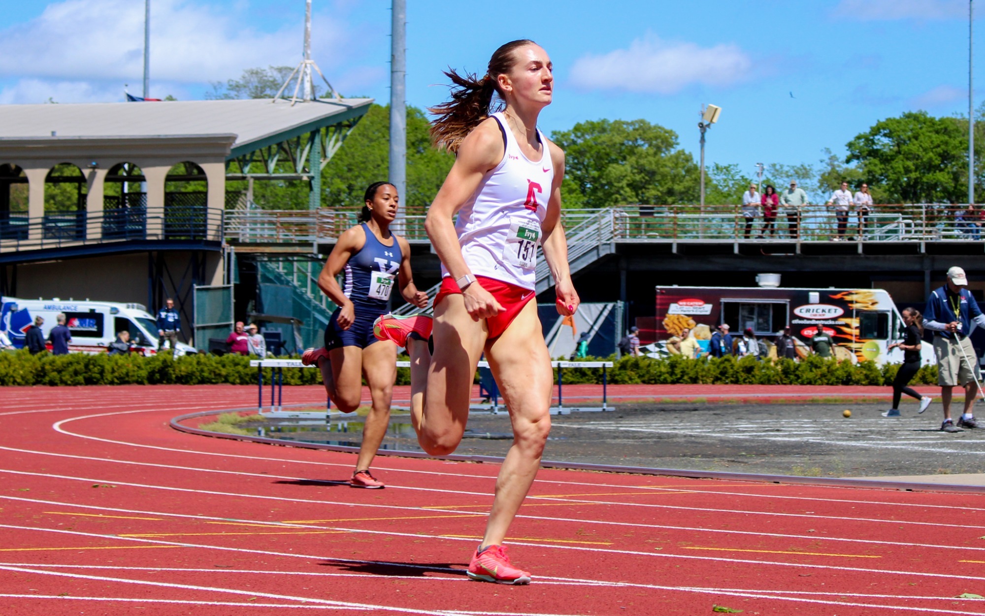 Francine Stevens competes at outdoor track meet during spring 2025