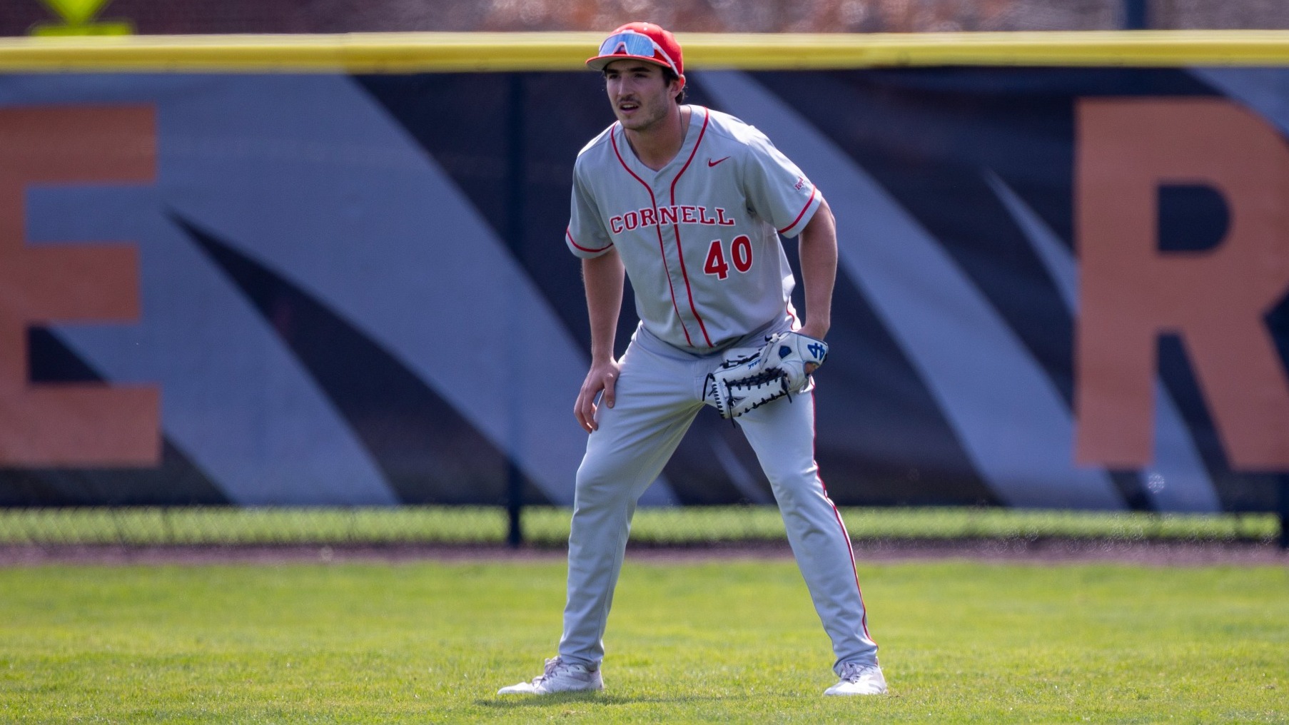 Cornell baseball freshman outfielder Jake Hower readies for action against Princeton on March 22, 2026, at Clarke Field in Princeton, N.J.