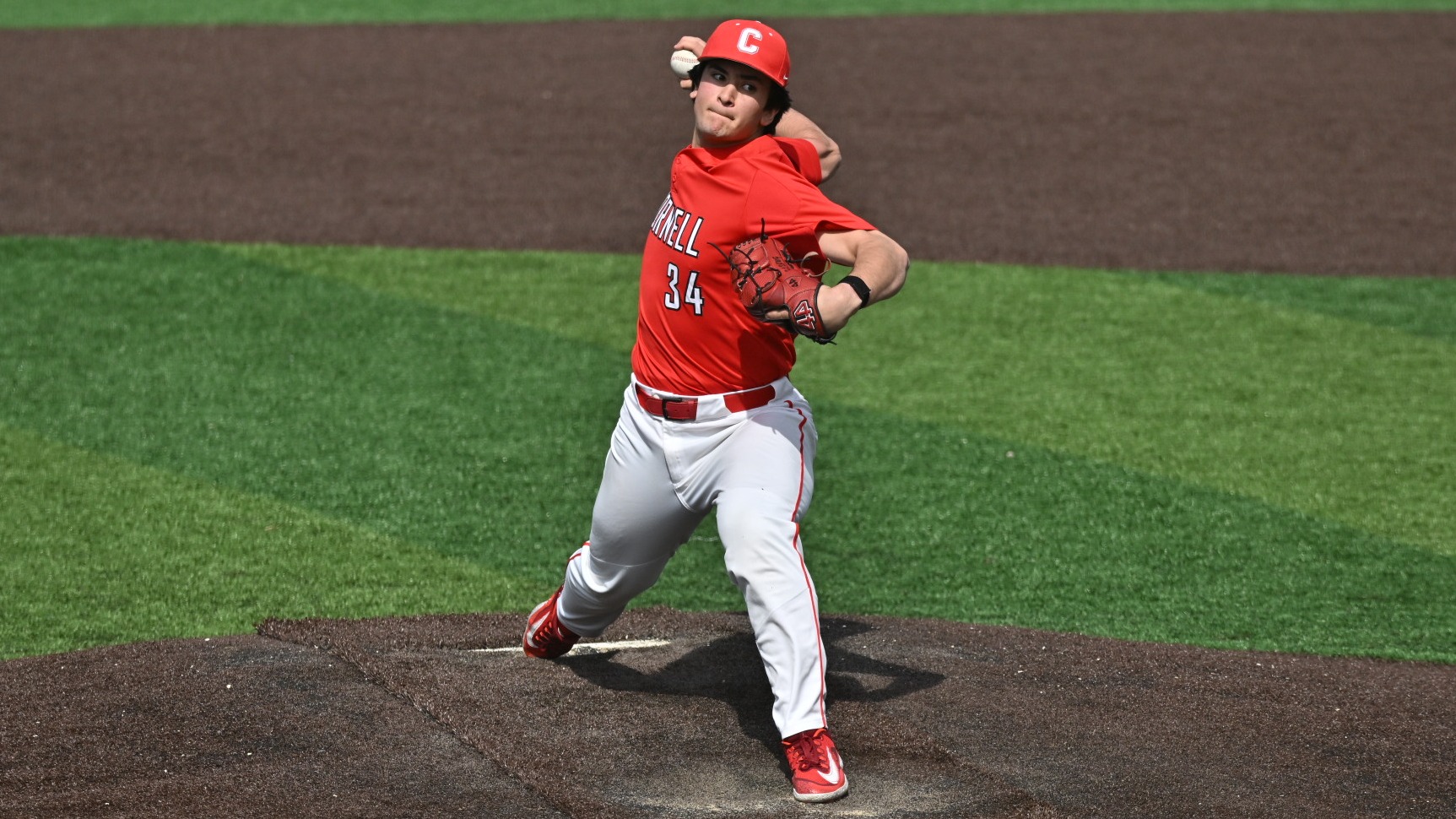 Cornell baseball freshman right-handed pitcher Ross Yoshida delivers a pitch during game action against VMI at Gray-Minor Stadium in Lexington, Va., on March 14, 2026.