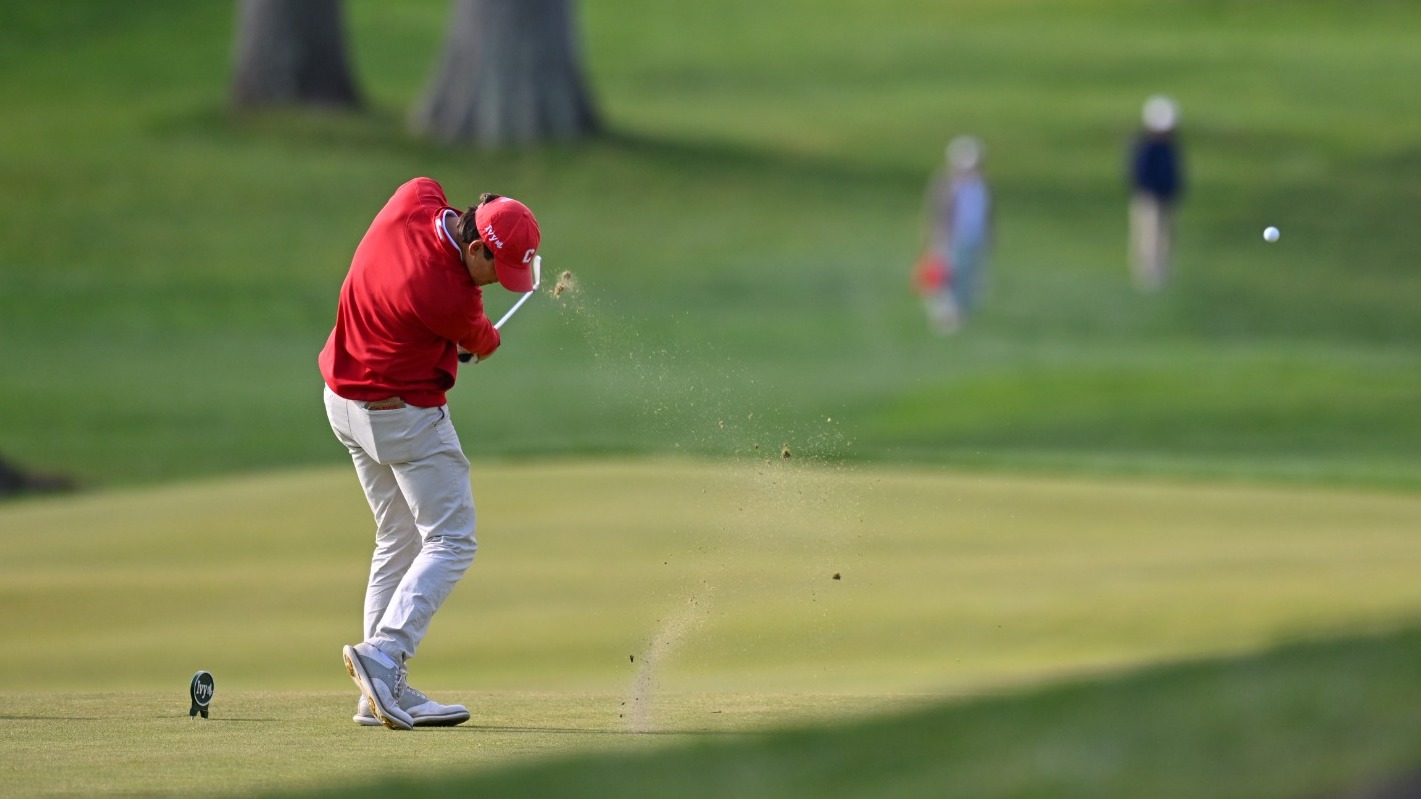 Cornell golfer tee shot at 2026 Ivy Championship
